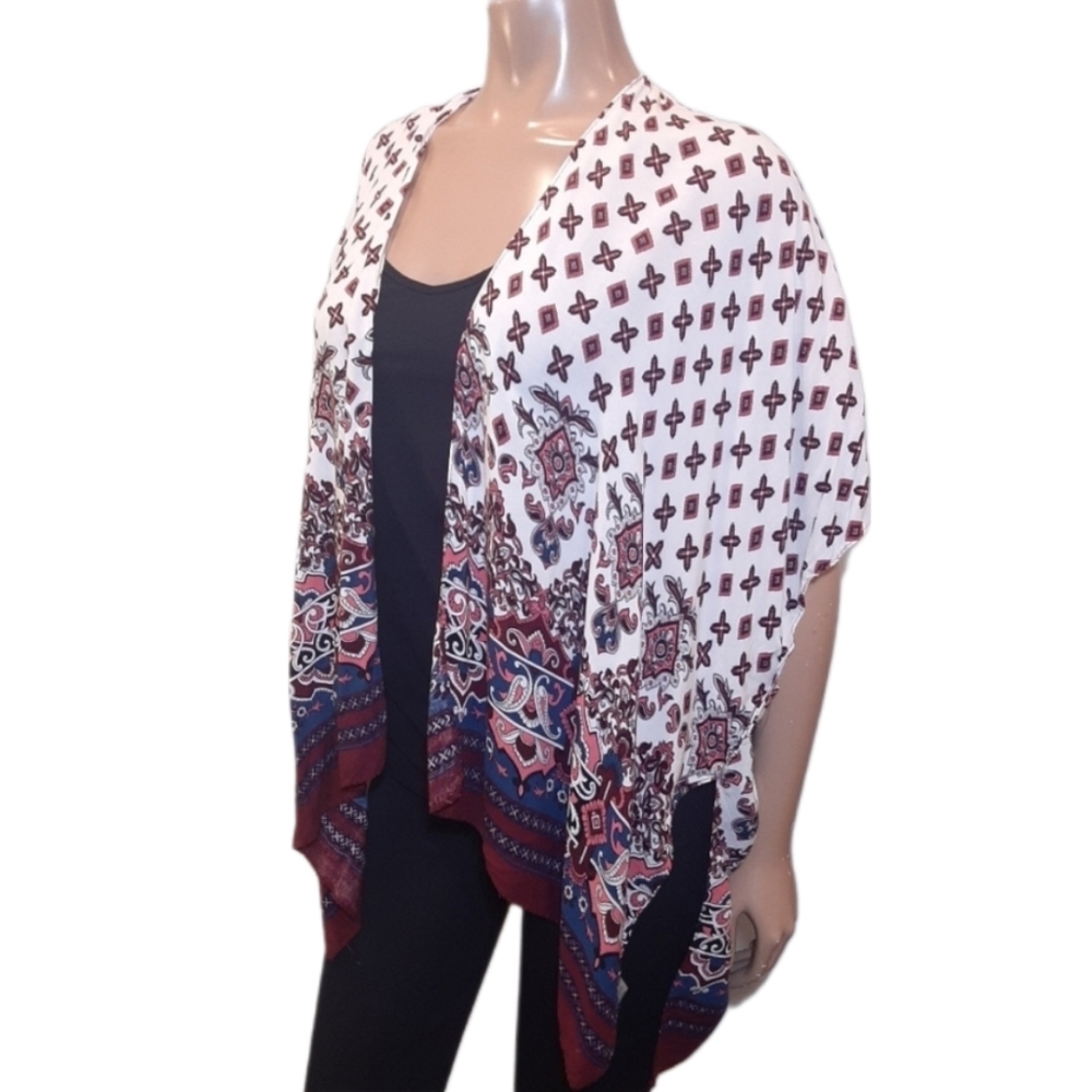 Ardene Flowy Kimono Cardigan Wrap Boho Paisley Ombre Open Front